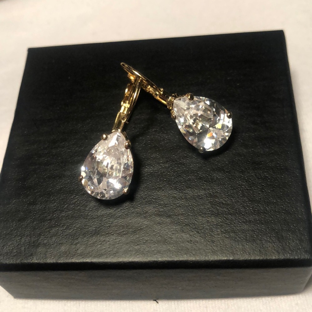 Faux Diamond Large tear drop earrings